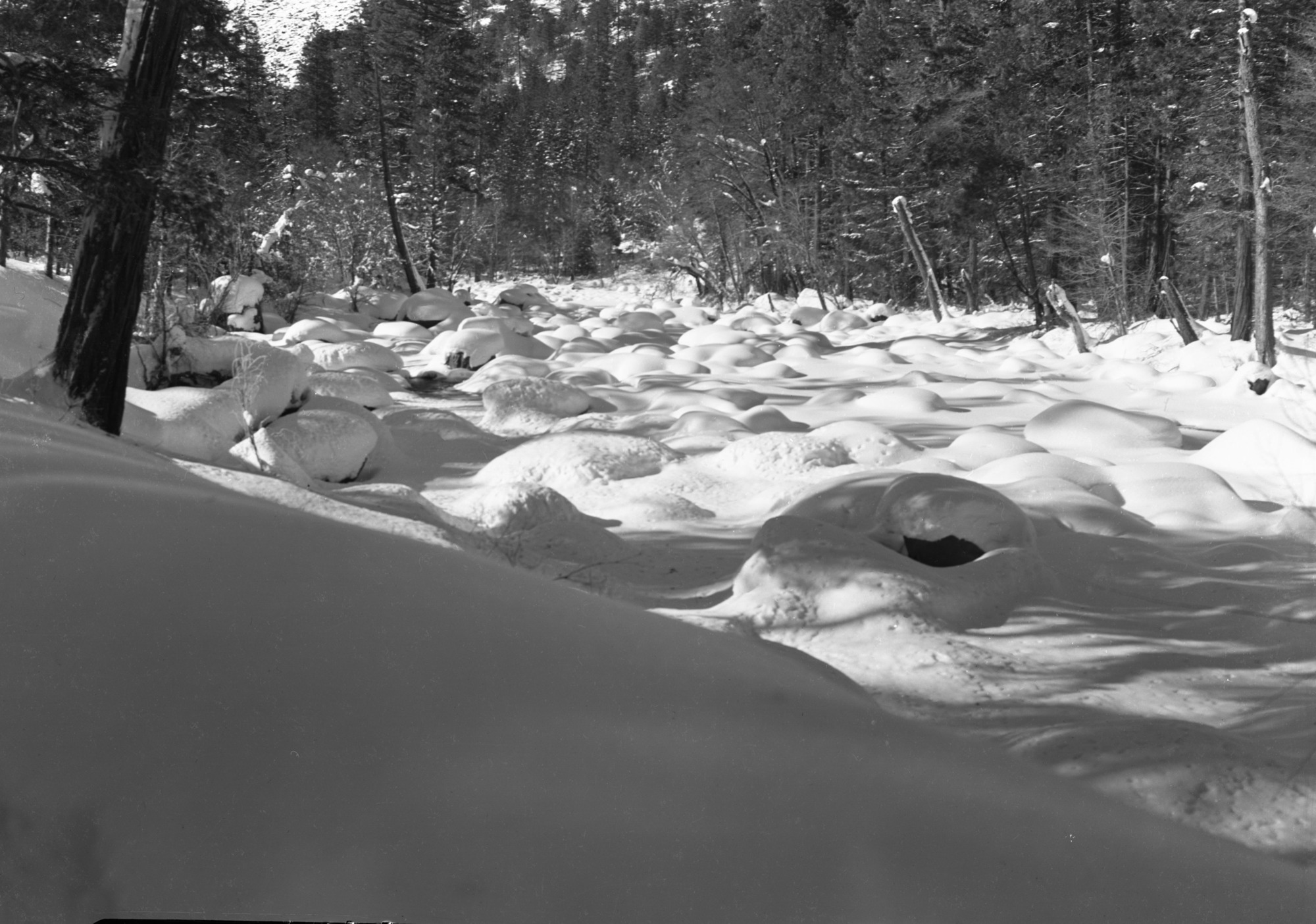 Snow on rocks near Sewage Plant (several negs). Job No. 101.