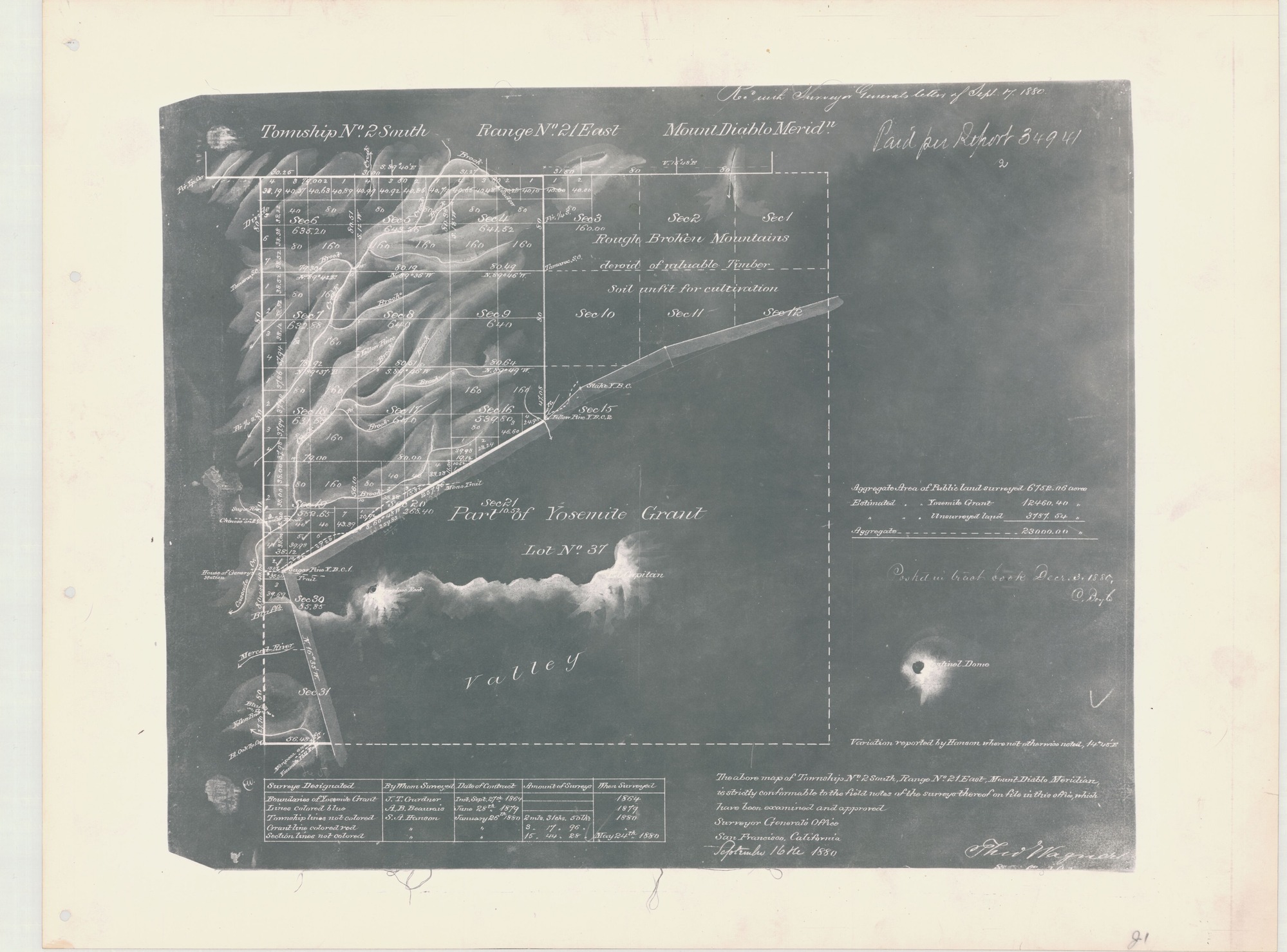 Map of Township No. 2 South, Range No. 21 East, Mount Diablo Meridian Survey