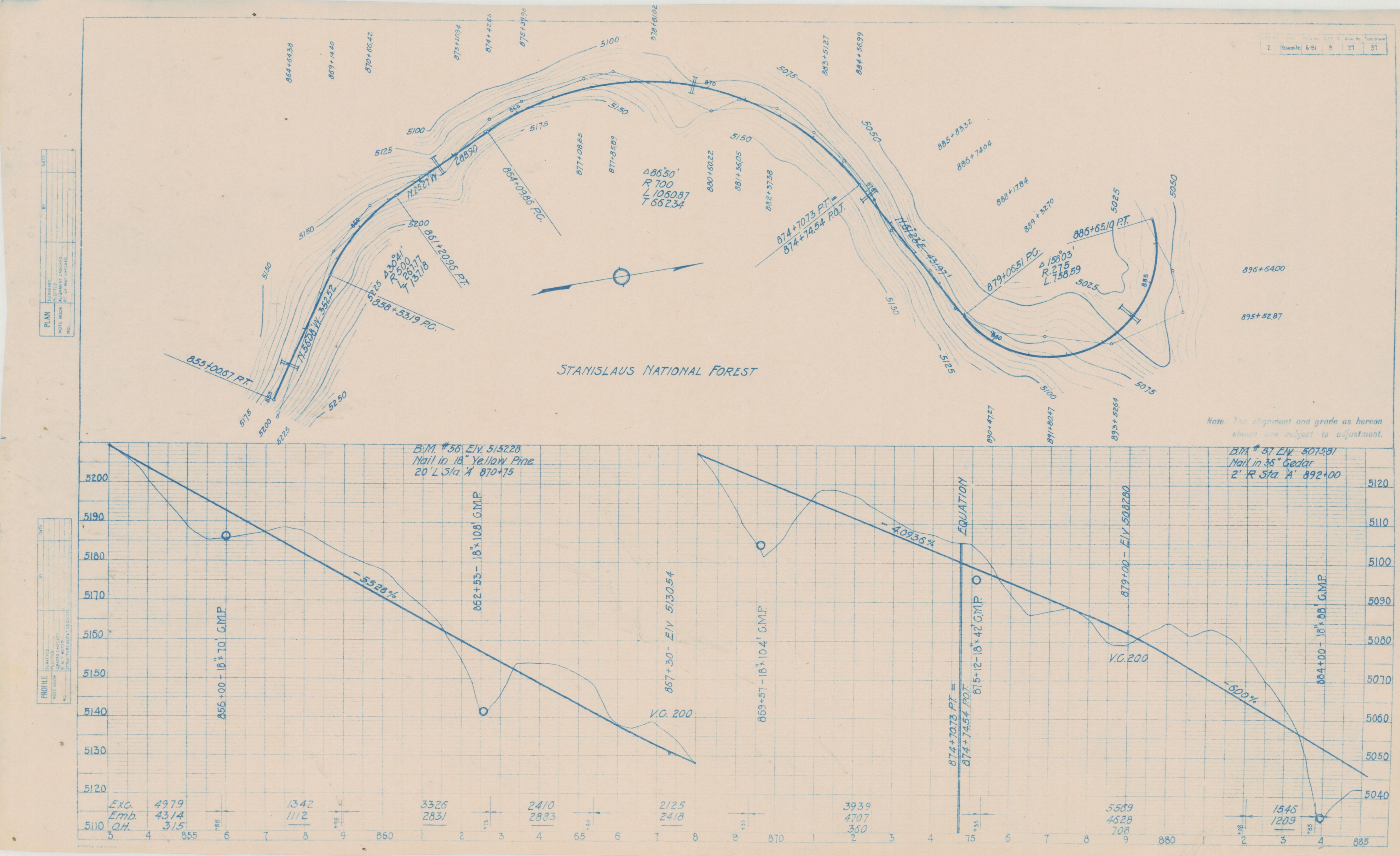 Plans for Proposed Project 6-B1, Grading and Surfacing Section B~Mather-White Wolf Route No. 6~Hetch Hetchy Loop
