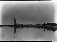 Merced Falls Mill showing mill pond in foreground.