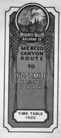 Copy Neg: Michael Dixon, 9/1982. Cover to Yosemite Valley Railroad Time Table.