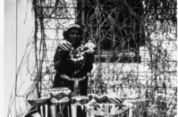 Mary Wilson posed with her beadwork. Schurtz, Nevada. Copied by M. Dixon- Dec. 1982