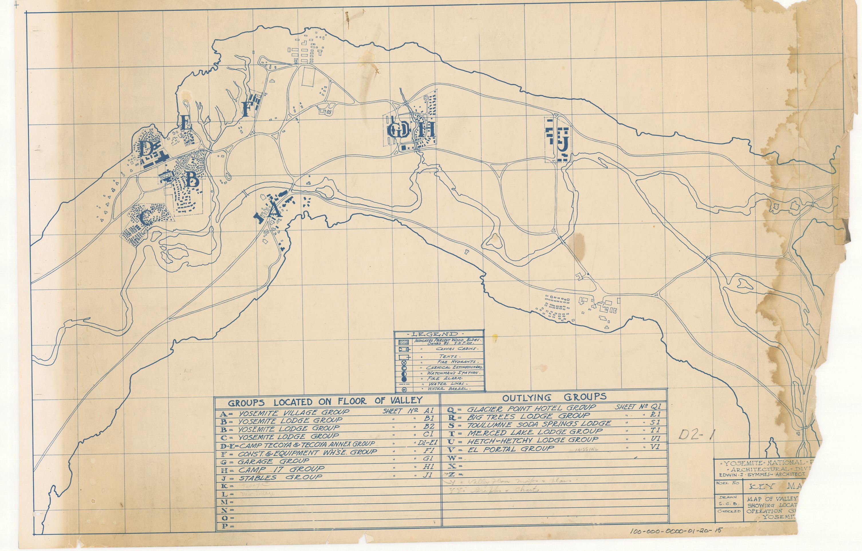 Key Map - Map of Valley Showing Location [] Operation G [] Yosemite