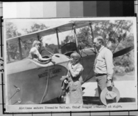 Airplane enters Yosemite Valley. Original print in over-sized photo drawer in RL. copied by J. Ernest, copied 1983