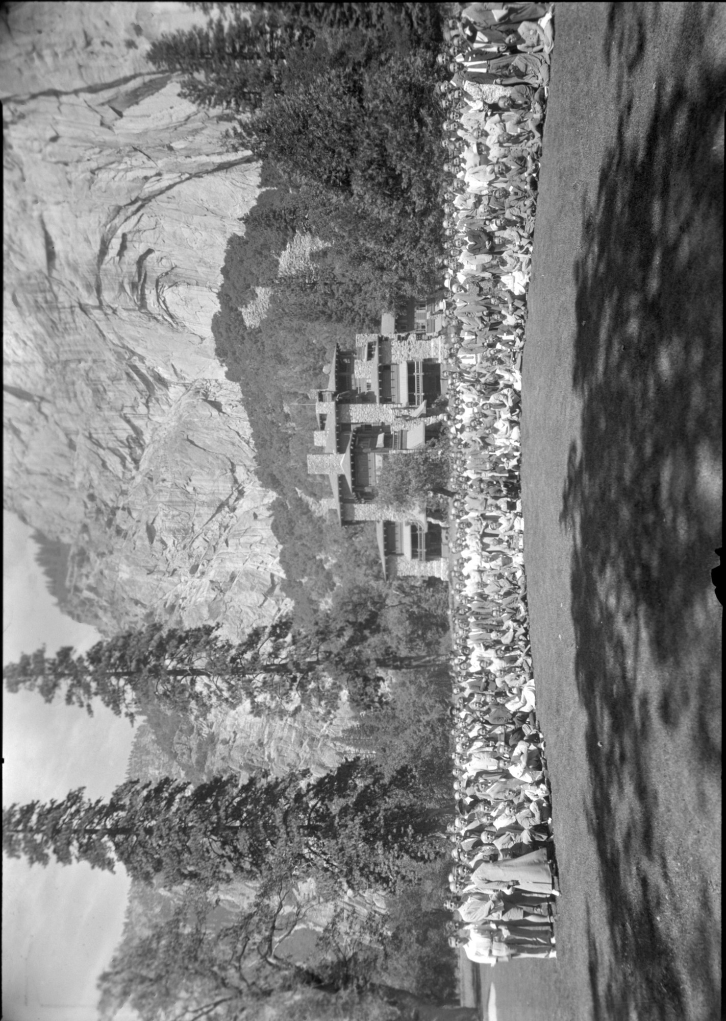 Group photo of the Institute of Pacific Relations at the Ahwahnee.