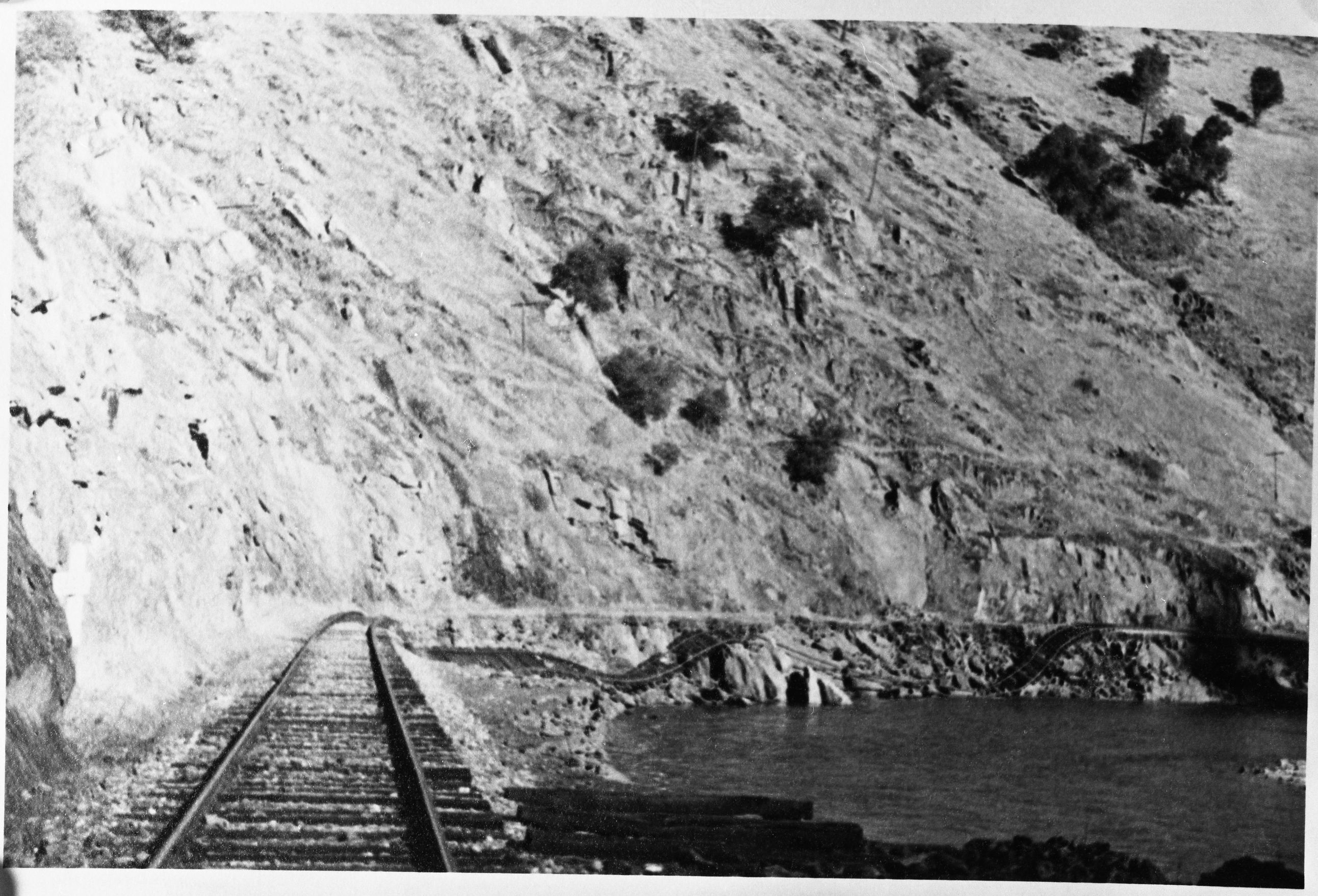 Yosemite Valley R.R. mile post 69 1/2 Below Clearing house mine. Flood damage