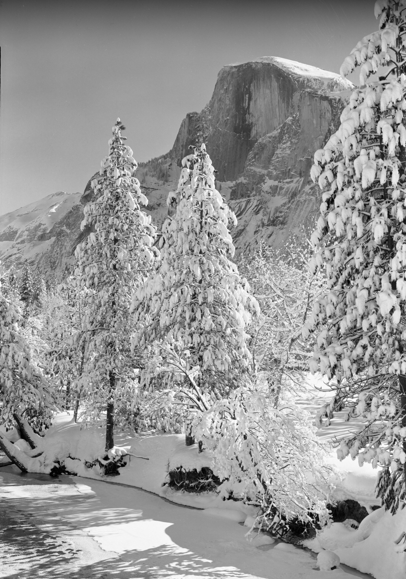 Half Dome and the Merced River from Stoneman Bridge.