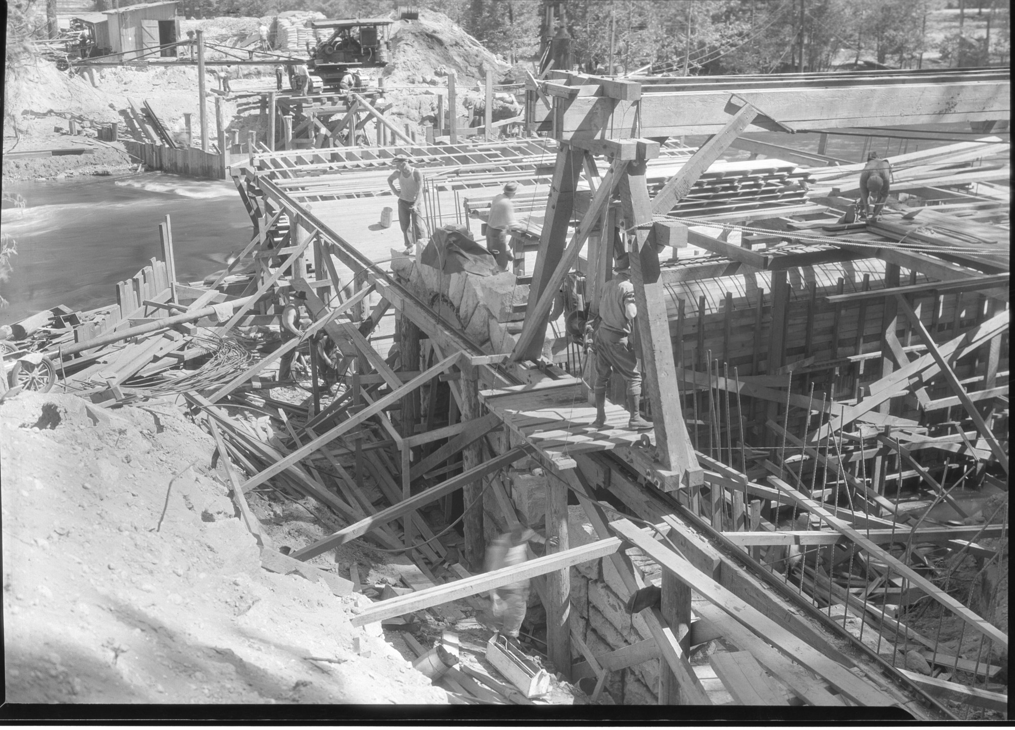 Curry Bridge from north side. Placing rocks over horse tunnel.