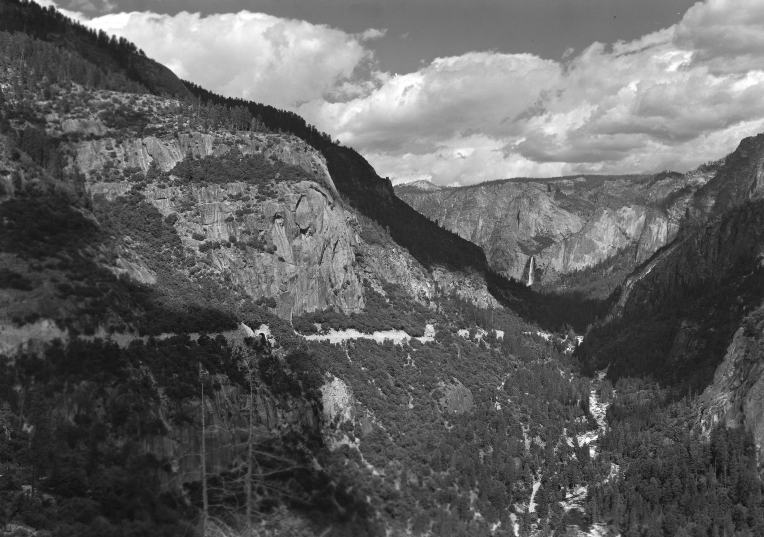View up Yosemite Valley from Big Oak Flat Road.