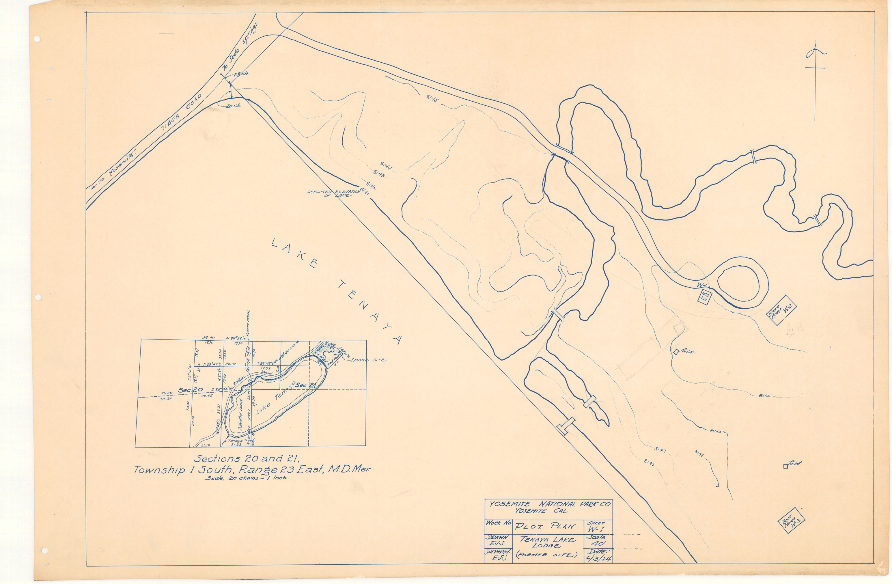 Yosemite National Park Co. Plot Plan Tenaya Lake Lodge