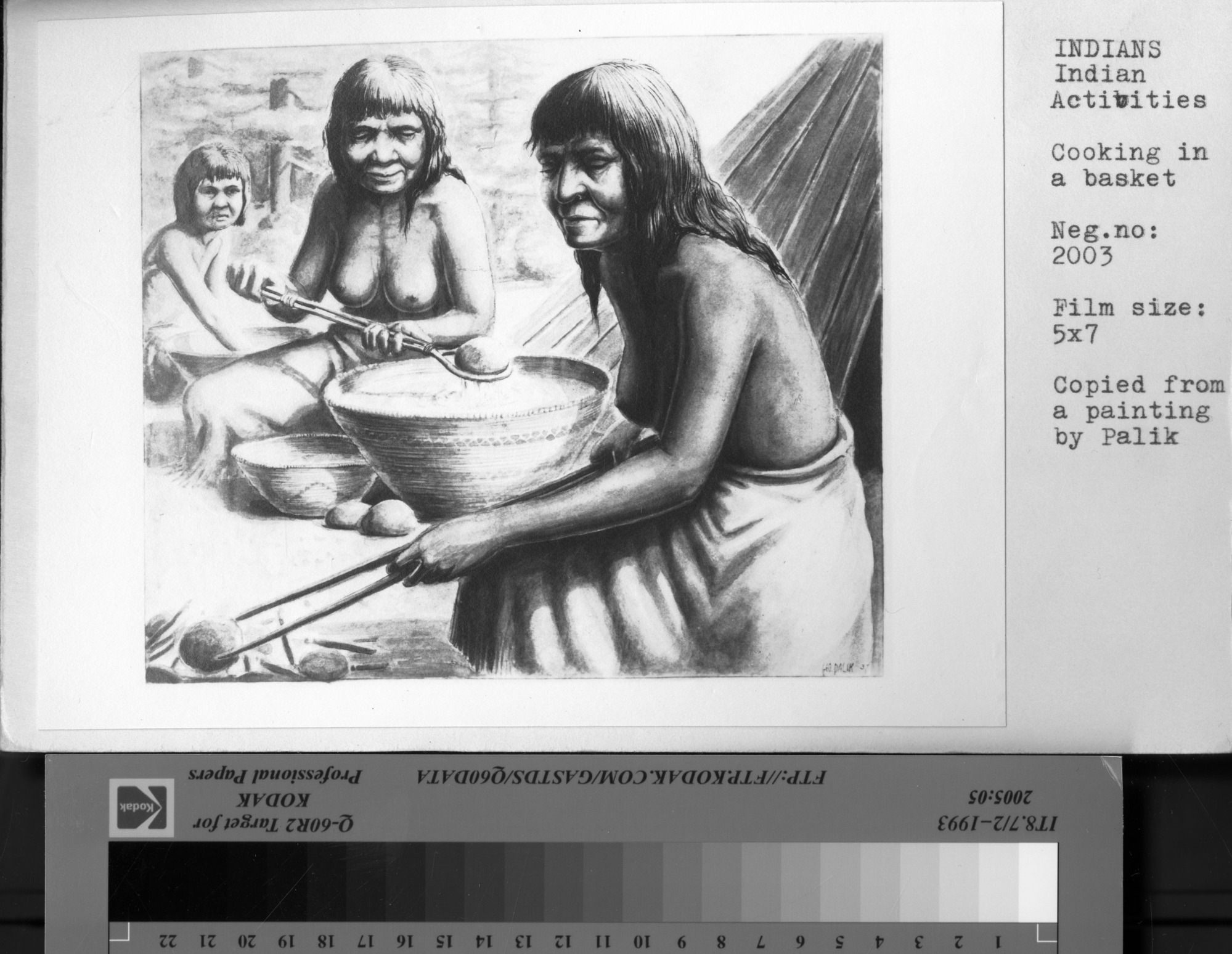 Cooking in a basket. Copued from a painting by Palik.