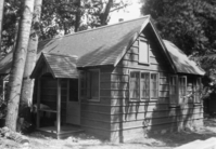 Copy Neg: Michael Dixon, 1986. #50 H-109, looking East. Residence for employees, know as the Housekeeping Cabin - Camp 17. Located on the "Ahwahnee Meadow Row." employees - quarters Camp 17 (Y.N.P. Co.). Original in Research Library Rarebook Room in general park inventory binders.