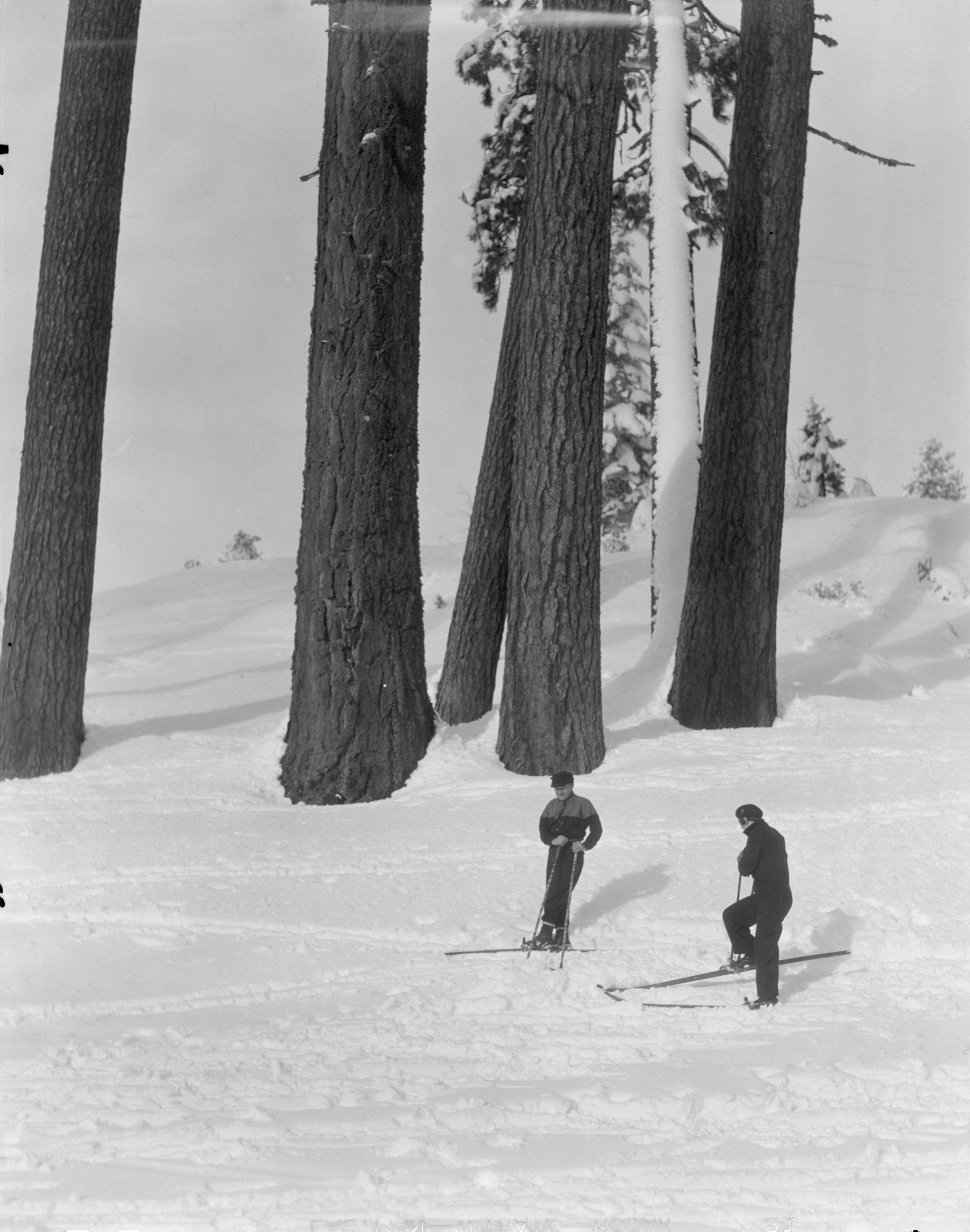 Jules Frisch, ski instructor with pupil, at Chinquapin.