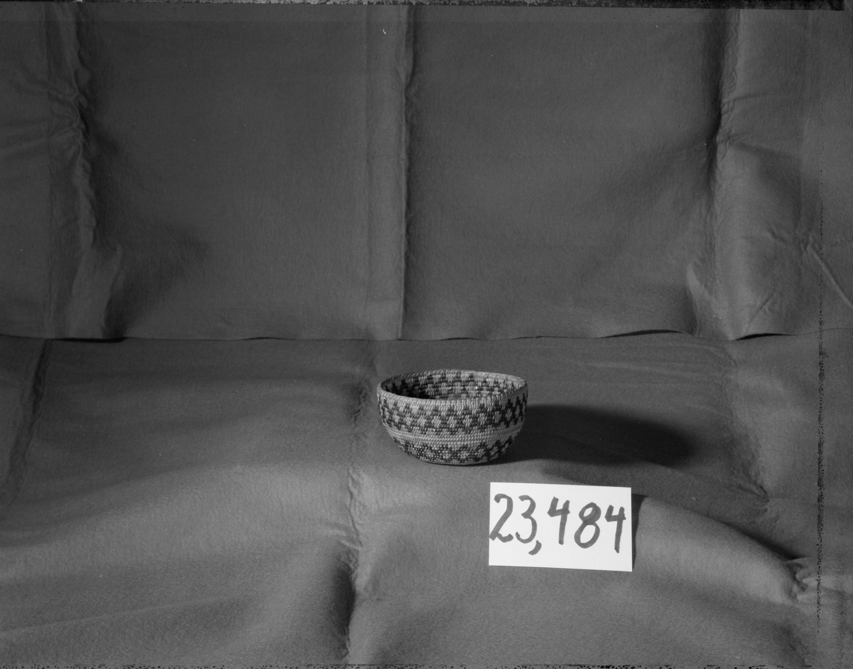 Western Mono coiled basket. Made of sedge root & bracken fern root. Grass bundle foundation. (Stolen from YNP Collections - cat. no. 23,484).