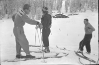 Luggie Foeger & skiiers at Badger Pass.