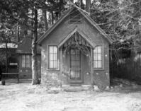 An Ahwahnee Meadow row house, after insulation was added but before storm windows were put in as an energy saving program. These photos (RL-17,003 - 17,009) were representative examples documented for H.A.B.S. type quality.