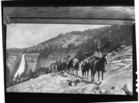 Early trail scene, Nevada Fall in background.