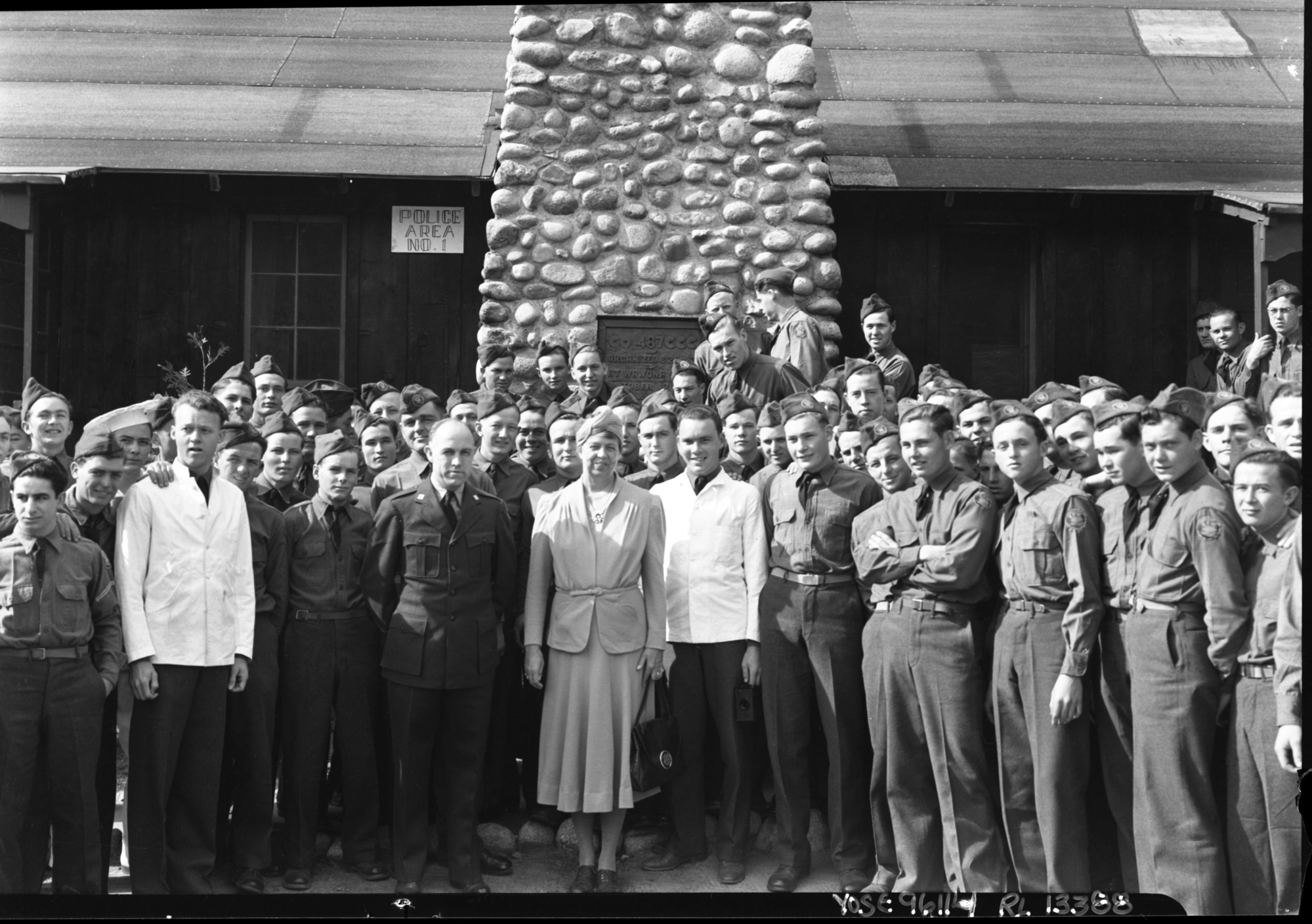 Mrs. Roosevelt with the CCC boys at Wawona.