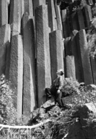 Closeup of Devils Postpile with Bob Brown.