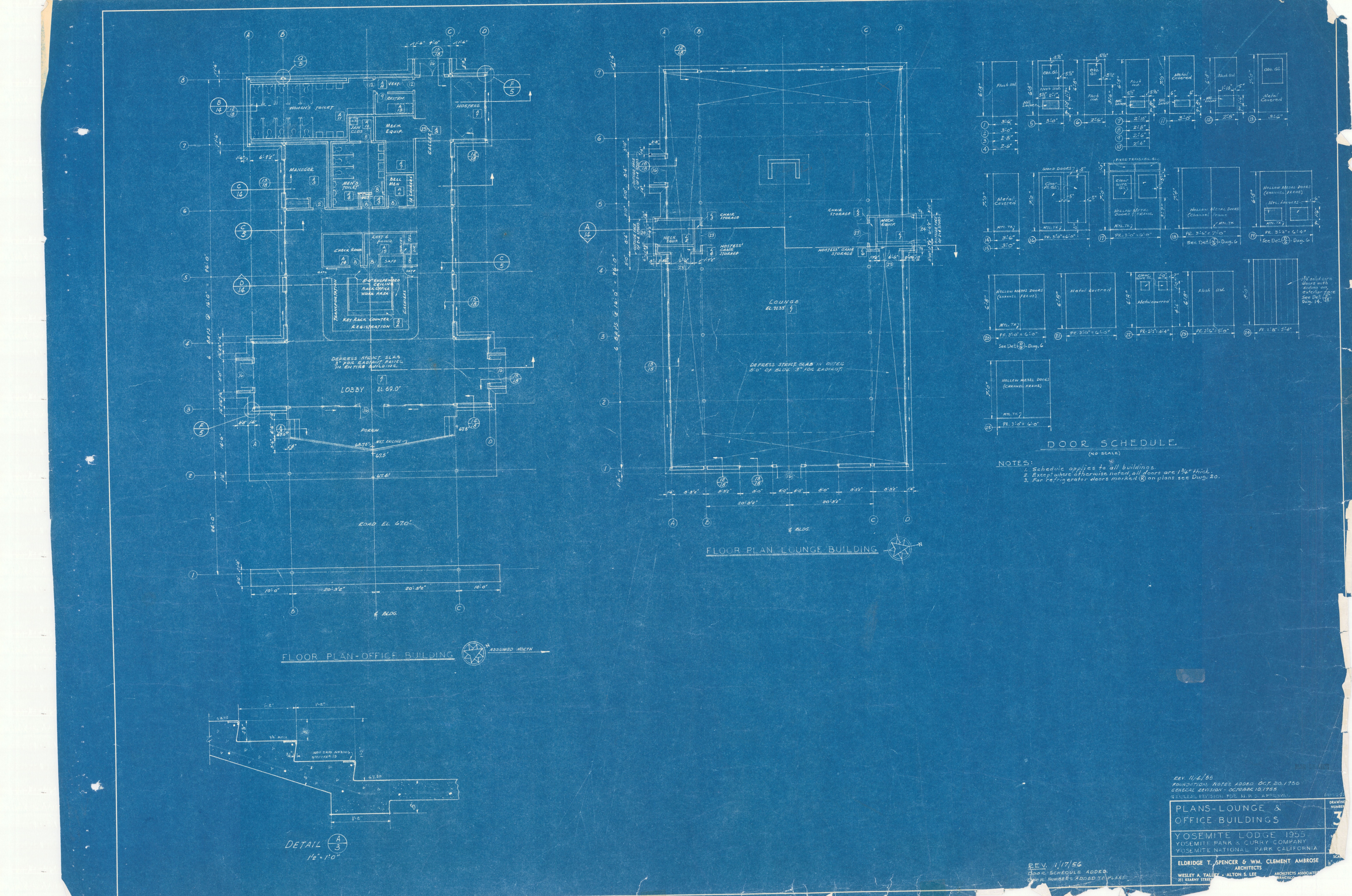 Plans - Lounge & Office Buildings Yosemite Lodge 1955
