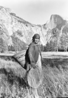 Ta-buce out gathering acorns and grass seeds, Ahwahnee Mdw. 1930's (?)