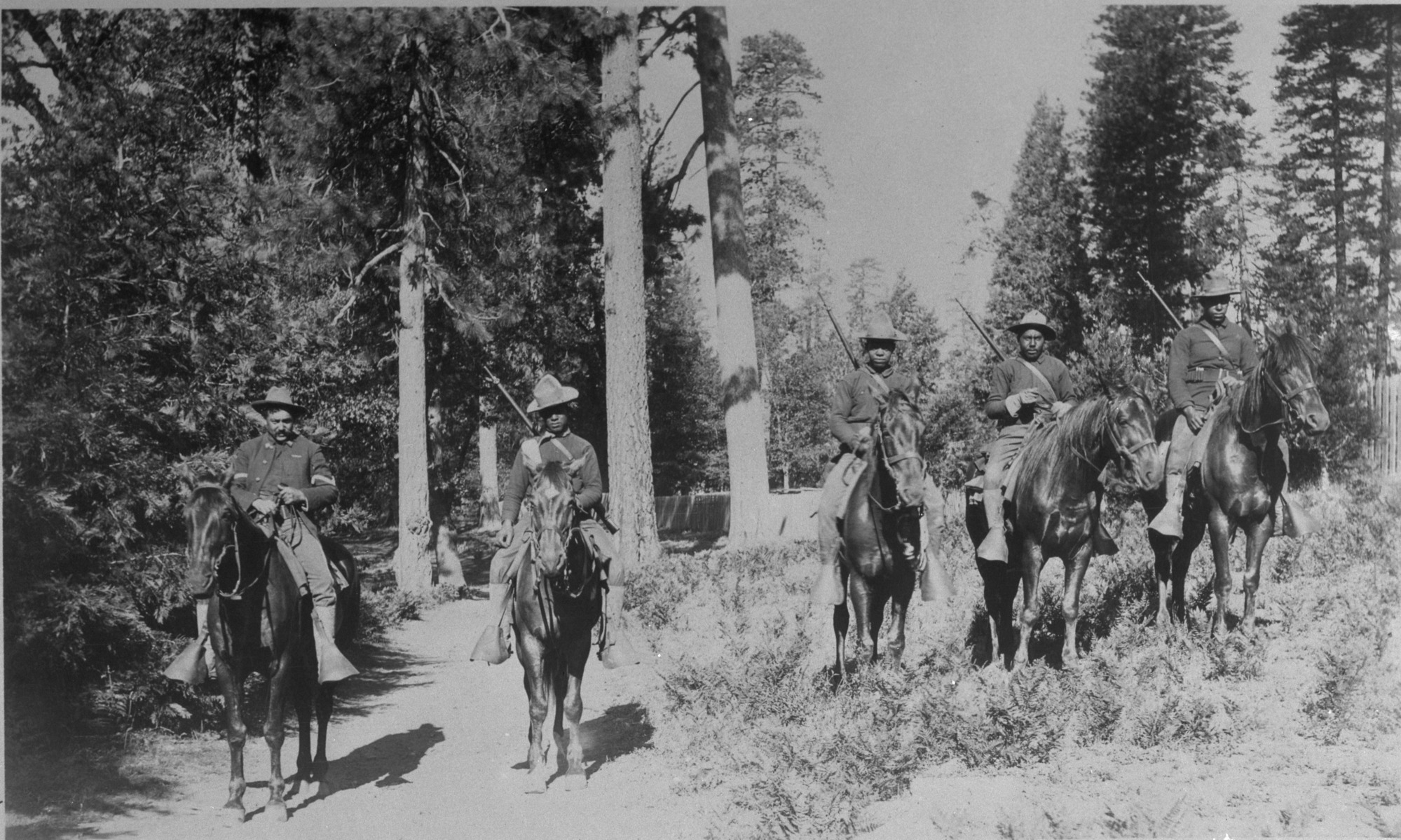 Negro Troopers of 1899 [Buffalo Soldiers] [24th Infantry]. [See also: YM-18,369 and YM-18,370 (glass plate negatives)]. Photographer: Unknown [Celia Crocker Thompson]