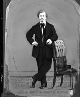 First mail carrier in Yosemite. Copied from old portrait donated by nephew by Ralph H. Anderson