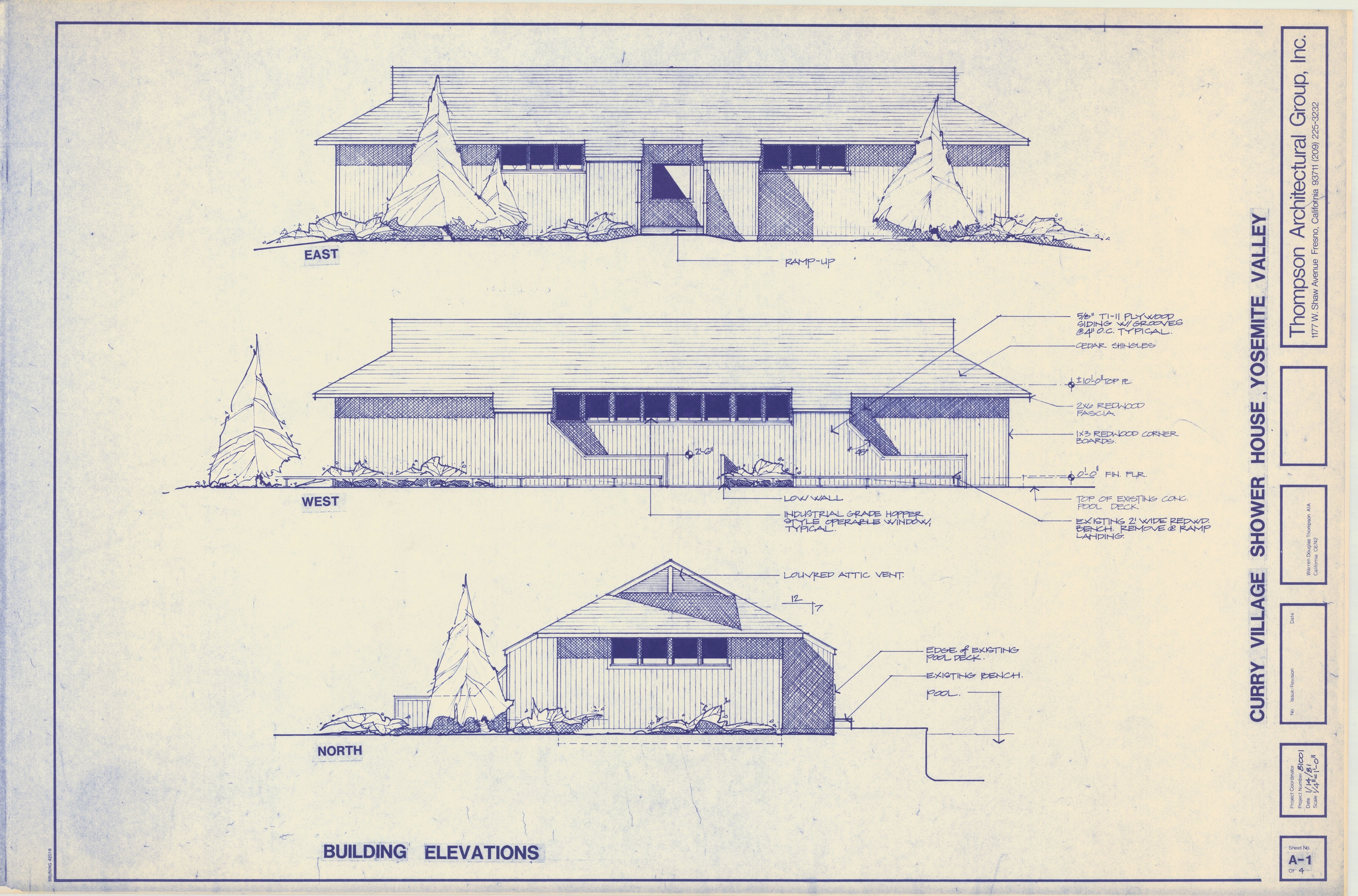 Curry Village Shower House Yosemite Valley Building Elevations
