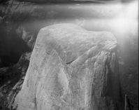 Aerial photograph of flight over park, Half Dome.