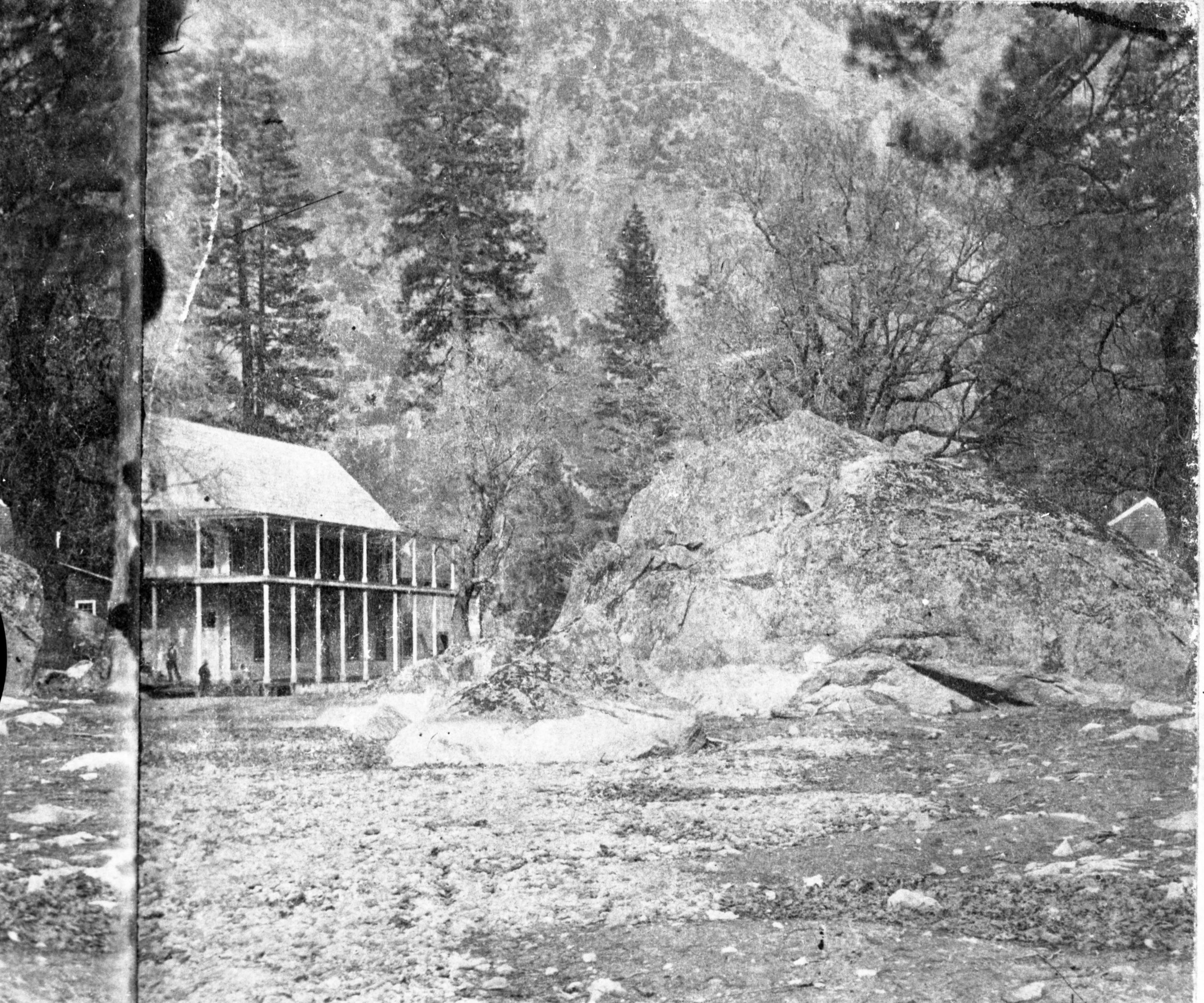 Detail of RL-16,486. Caption: "48 - Rock Cottage, Yosemite" is erroneous; actually is Cedar Cottage. copied by Michael Dixon, copied July 1985
