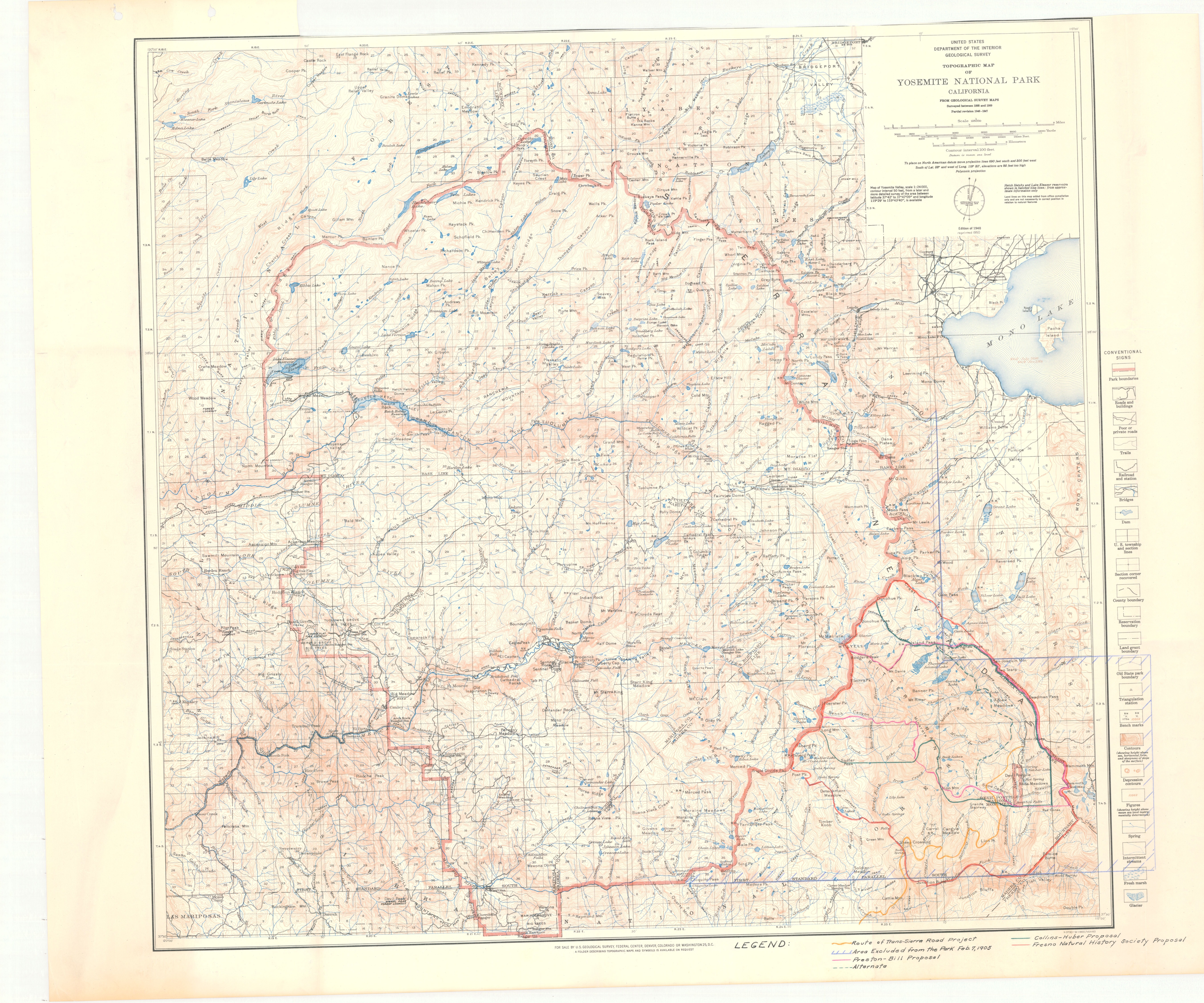 Topographic Map of Yosemite National Park, California