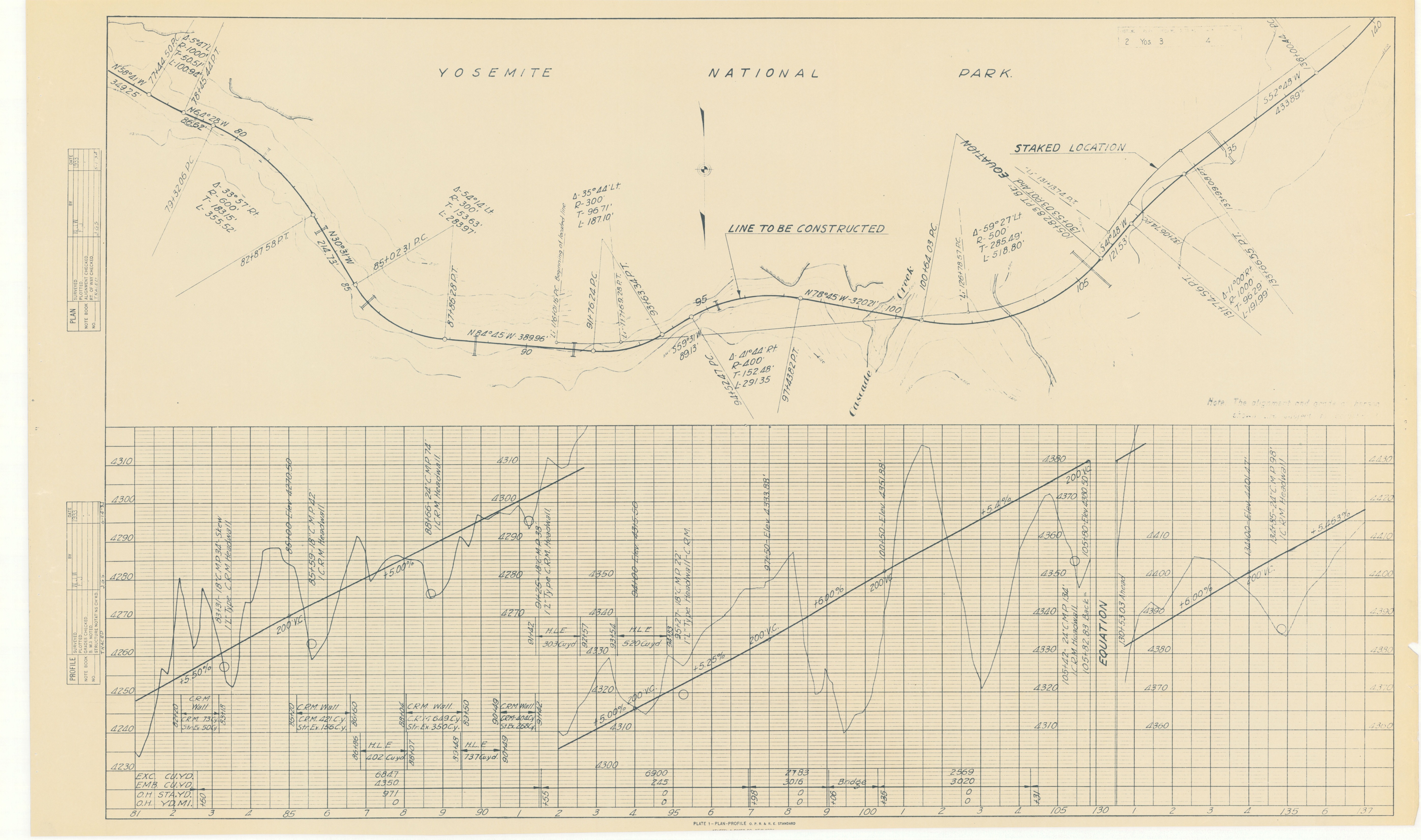 Plan and Profile - Yosemite National Park