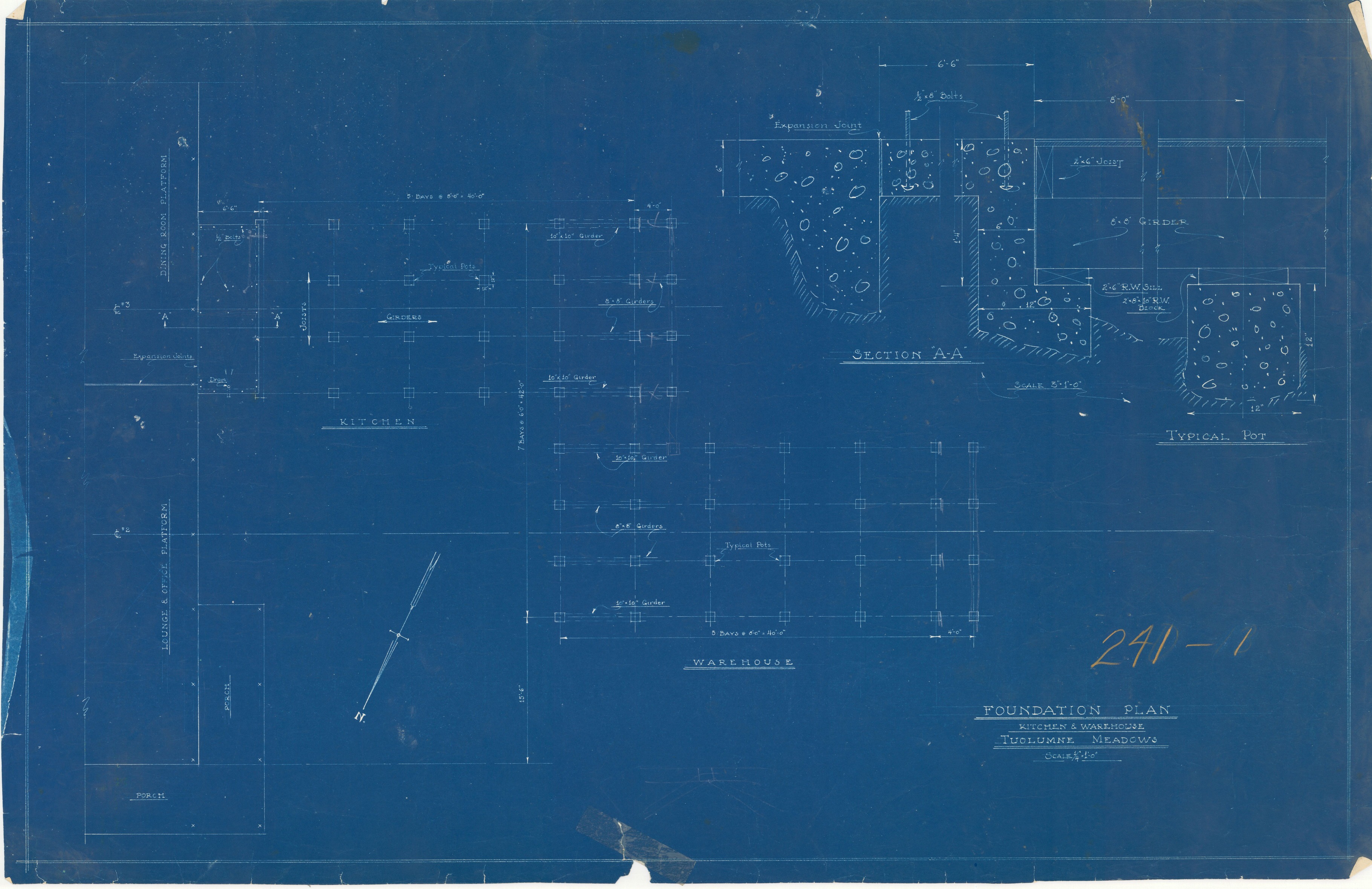 Foundation Plan Kitchen and Warehouse Tuolomne Meadows