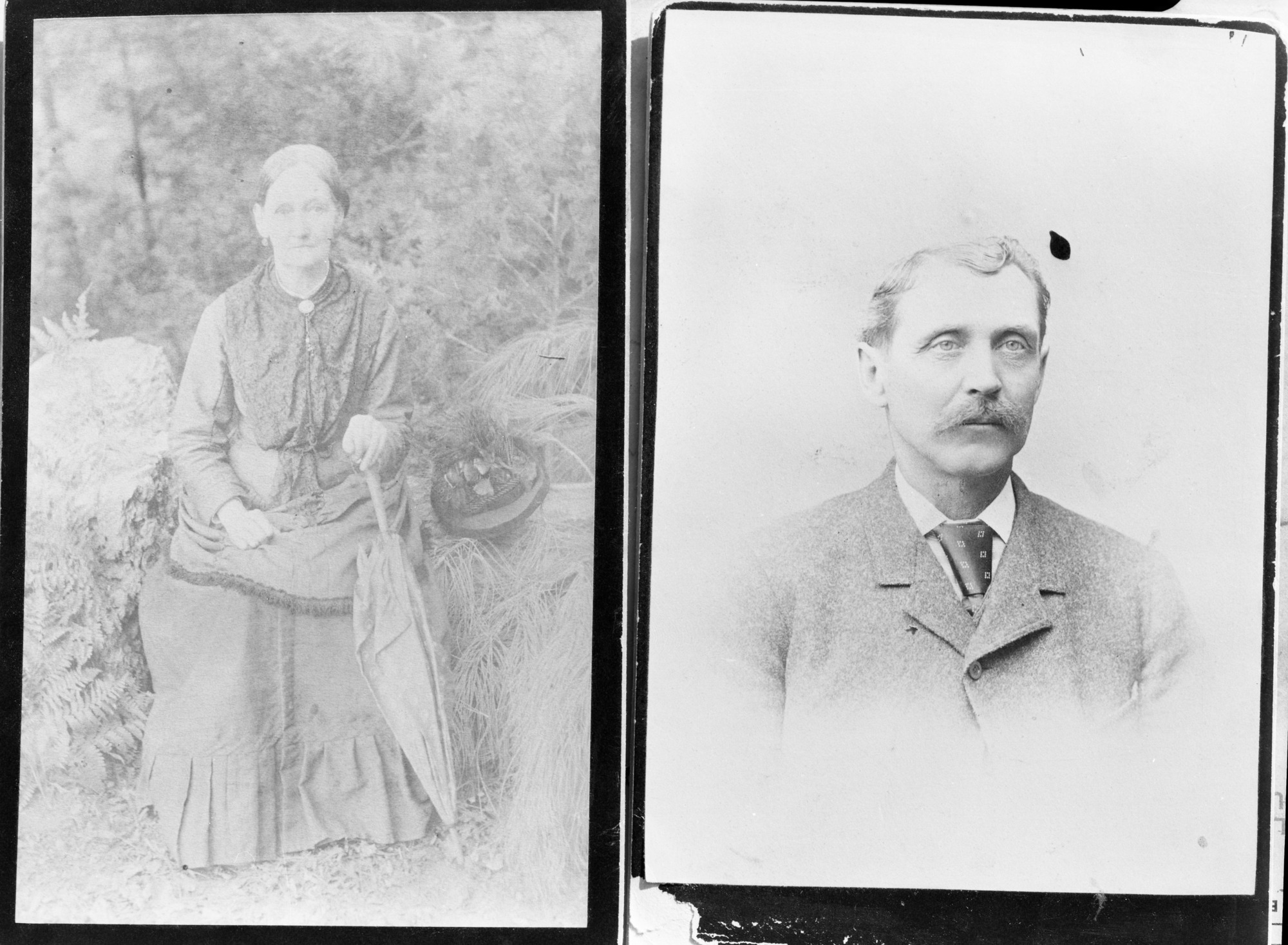 Mrs. Albert (Emily) Snow. Done by Rummel's Studio of Lodi, CA. Gentleman may be Albert Snow.