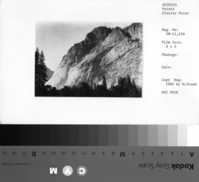 Copy Neg: 1982 by Michael Dixon. "Glacier Point from the south. The light colored, unjointed rock forming the lower part of the slope at the left is Half Dome, quartz monzonite; the darker, jointed rock above is Sentinel grandodiorite." From the Matthes Collection.