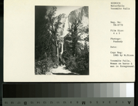 Yosemite Falls. Woman on horse & man in foreground. Copied 1985 by Michael Dixon.