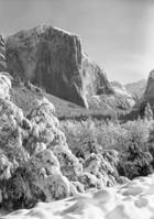 Yosemite Valley from Wawona Road after snowstorm.
