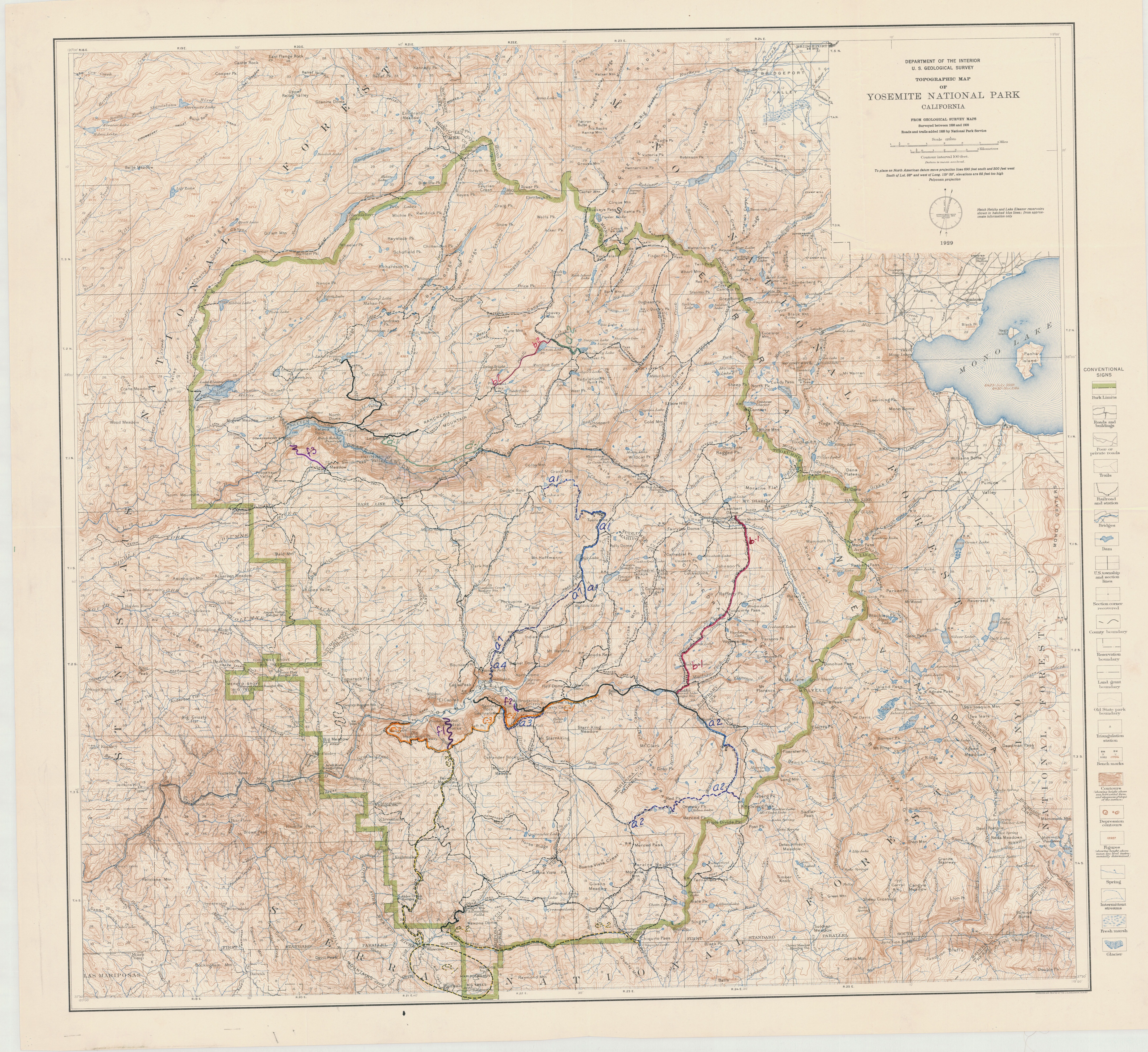 Topographic Map of Yosemite National Park