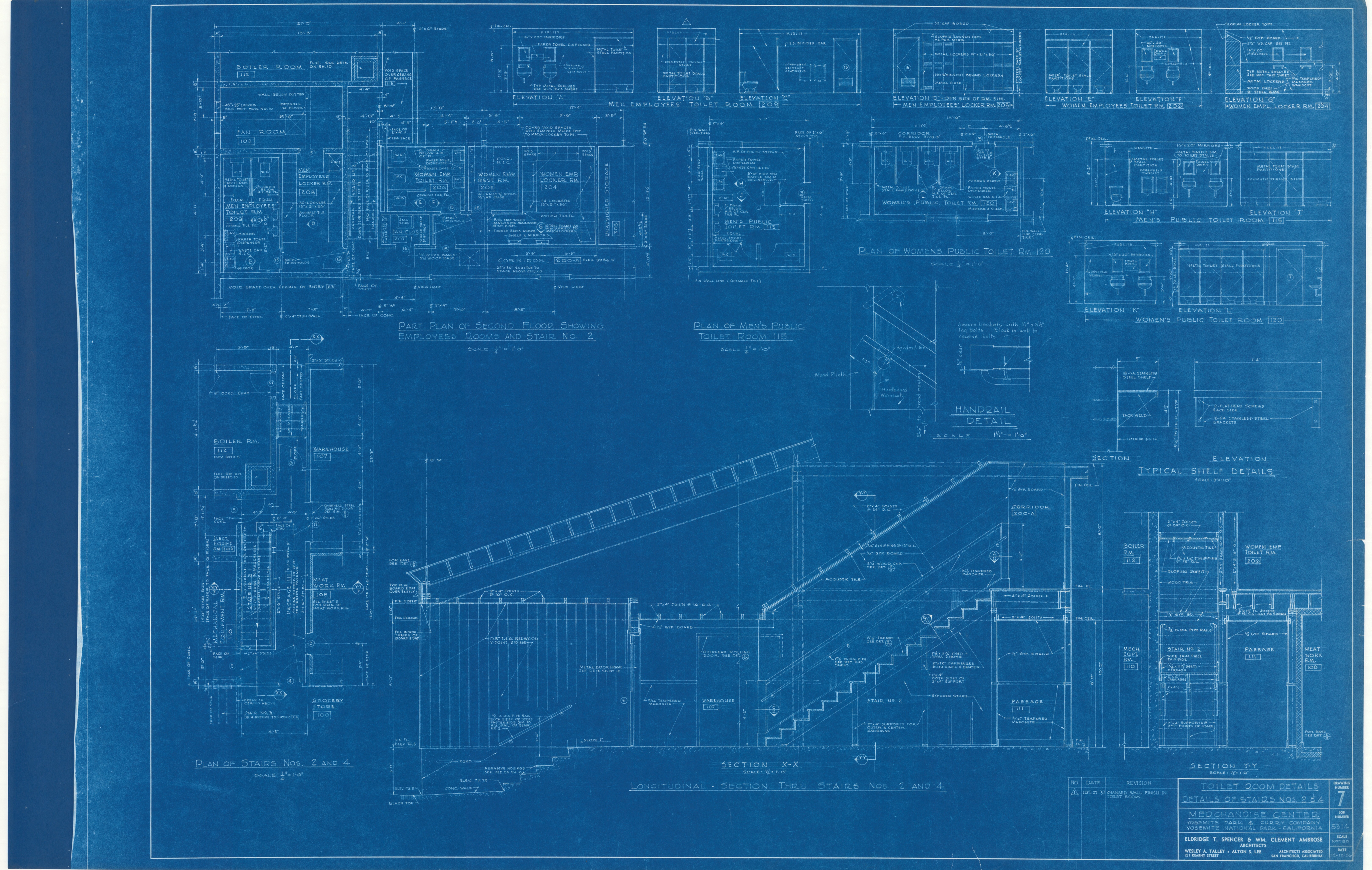 Toilet Room Details Details of Stairs NOS 2 & 4 Merchandise Center Yosemite Park and Curry Co