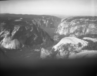Aerial photograph of flight over park, Yosemite Valley.