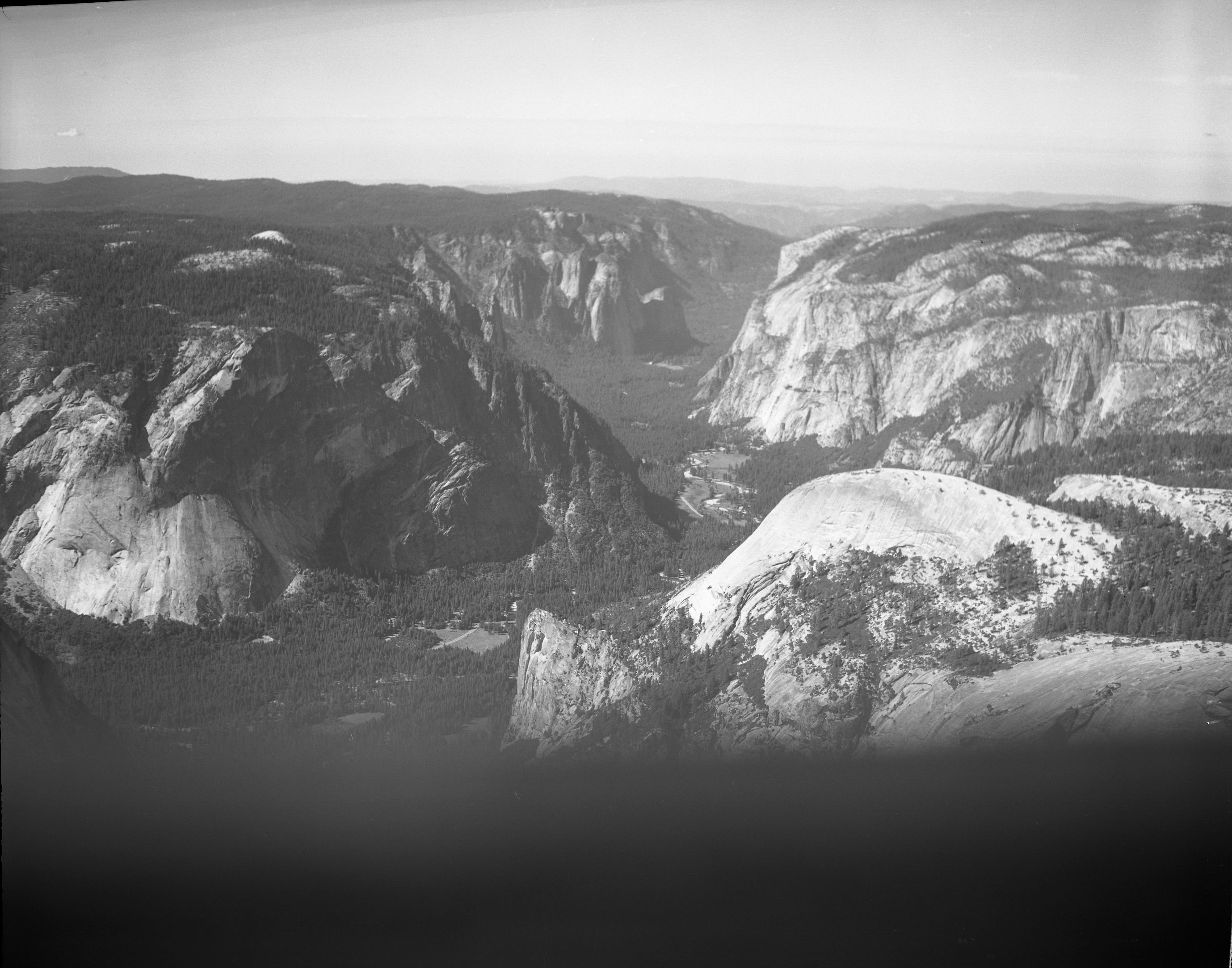 Aerial photograph of flight over park, Yosemite Valley.