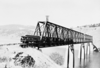 Copied by Jim Law, 1961. Barrett Bridge over McClure Lake.