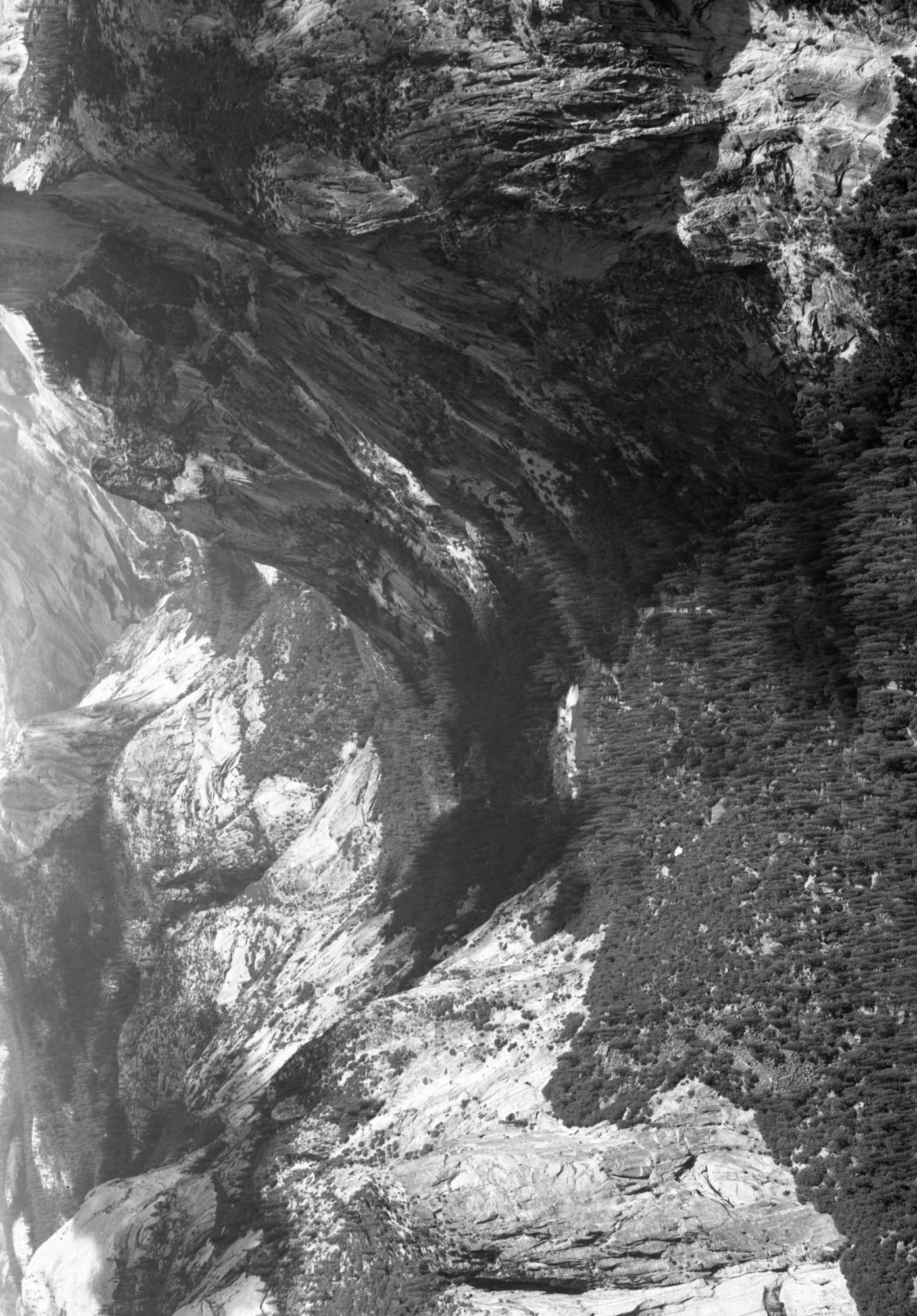 Yosemite Valley from Glacier Point showing Mirror Lake in Tenaya Canyon.