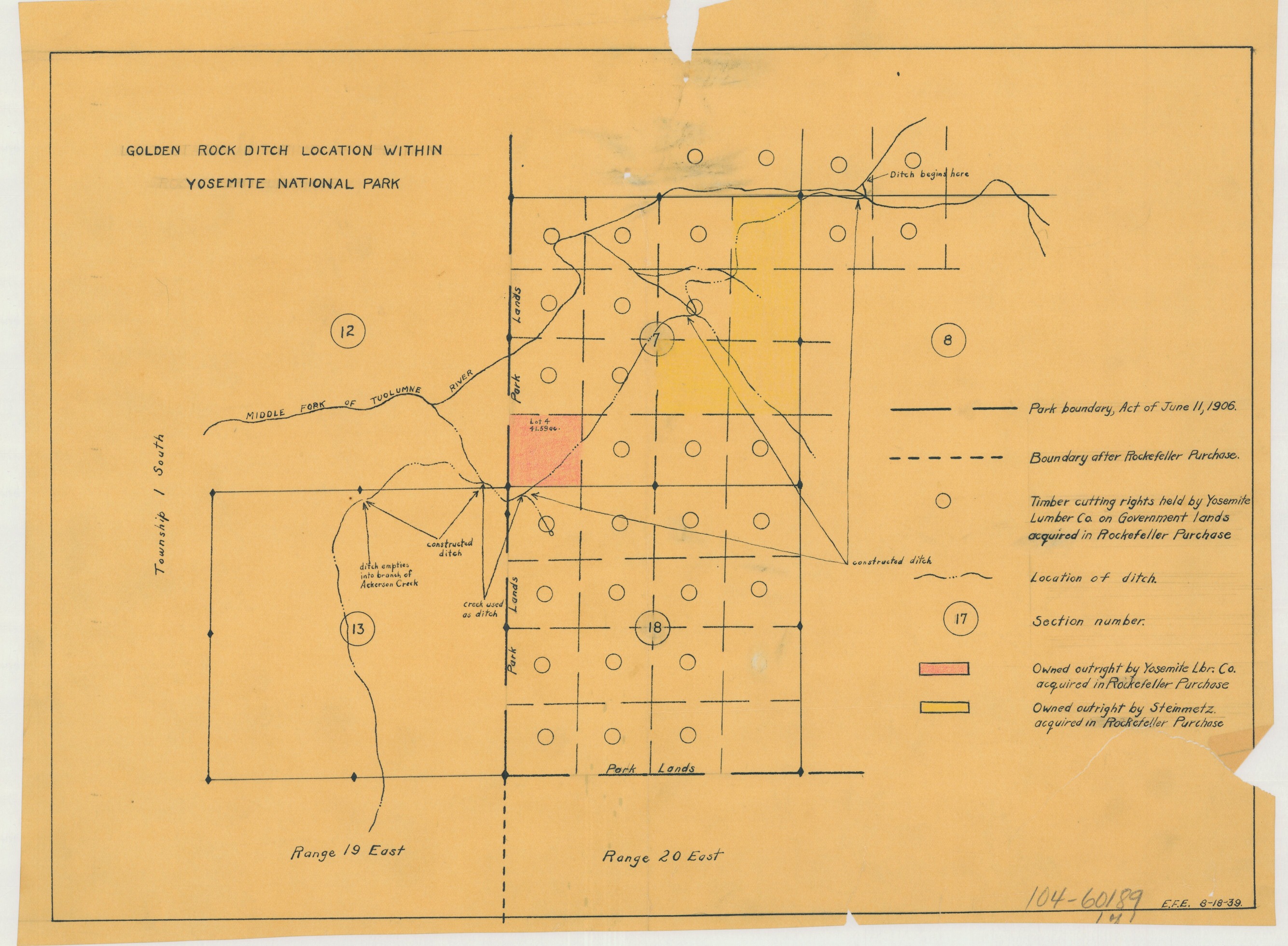Golden Rock Ditch Location Within Yosemite National Park