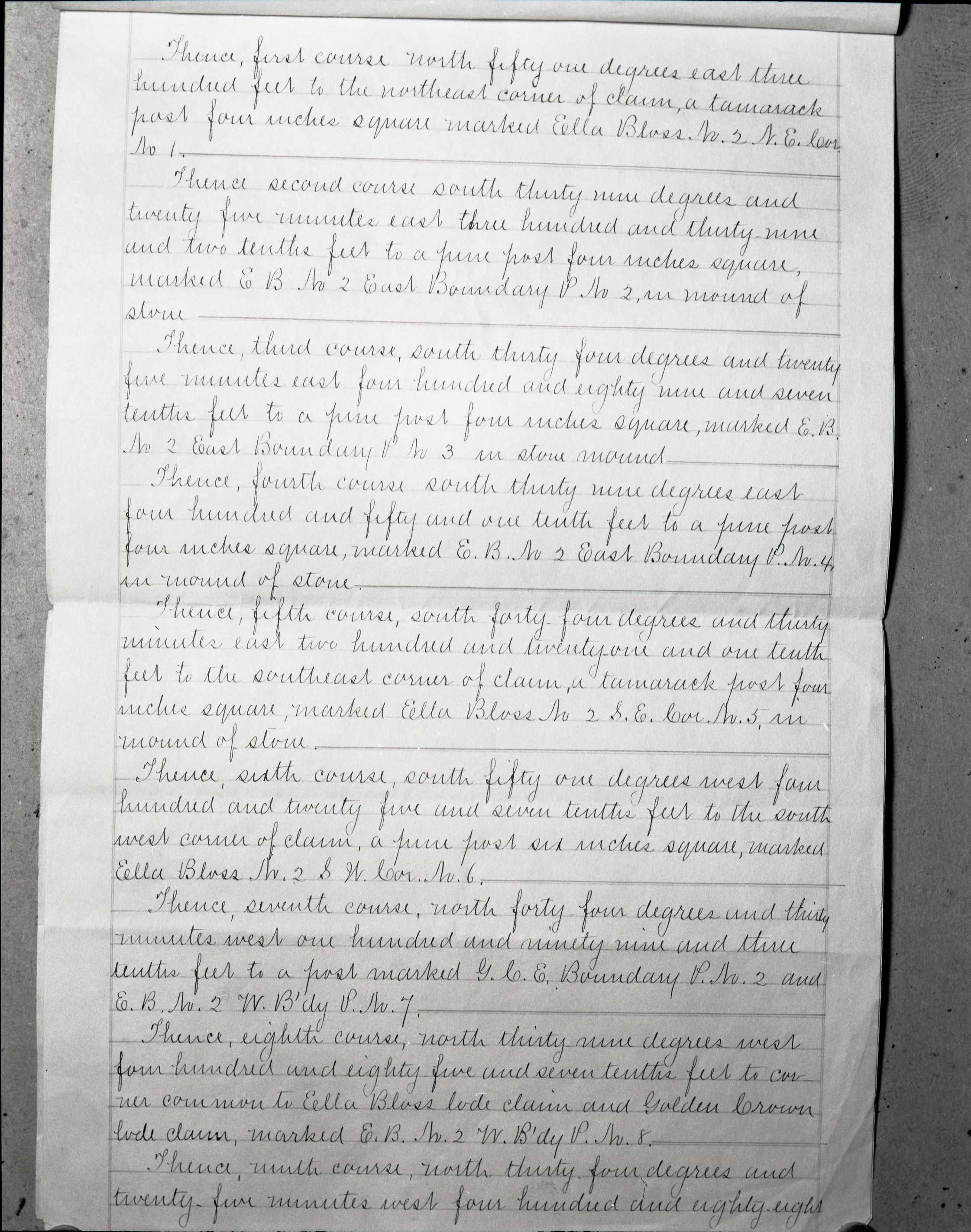 Document pertaining to the Tioga Mines. Originals in the Yosemite collection. See also RL-13,130-13,145