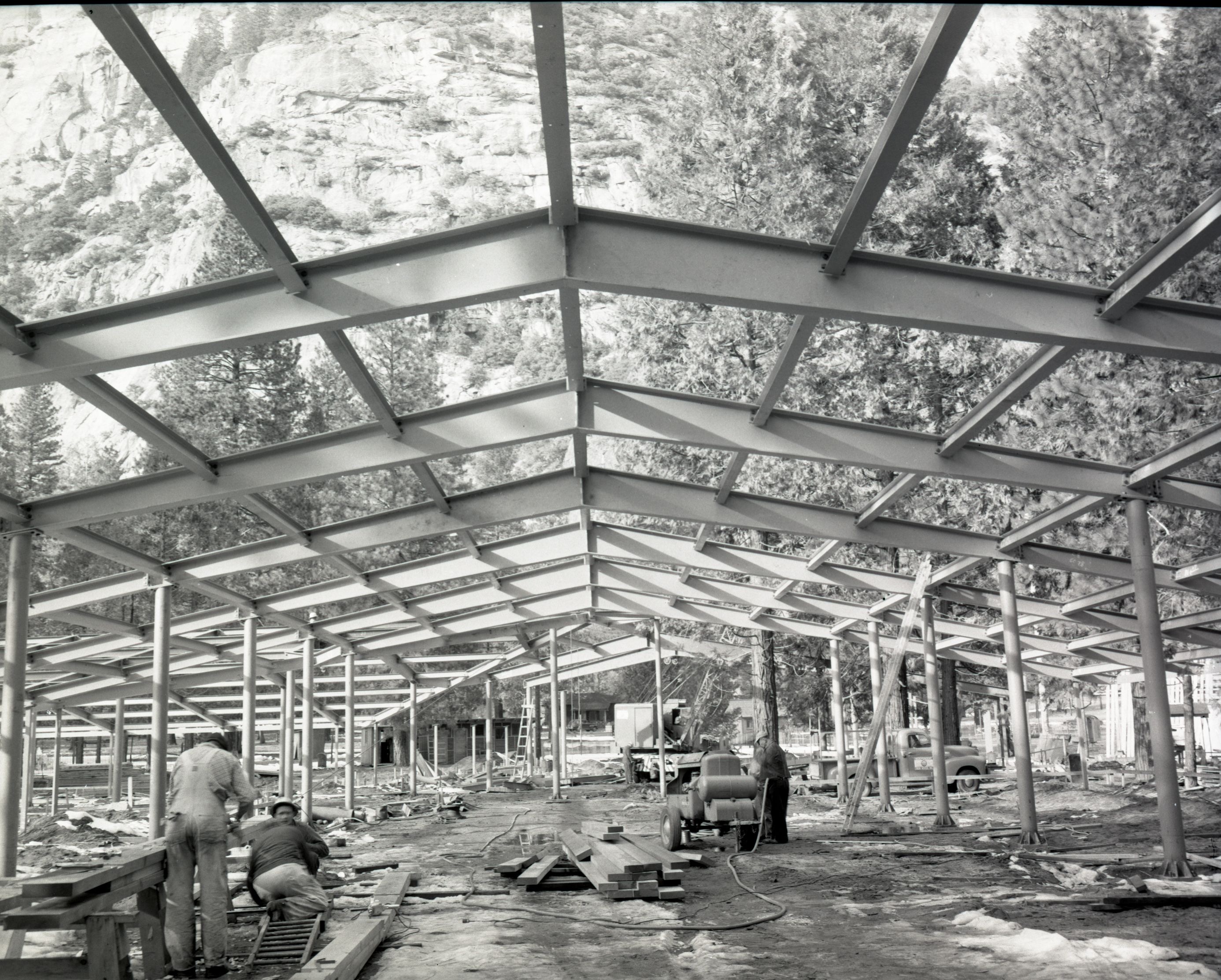 Construction of the New Yosemite Lodge 1955-1956. 7 negatives of December 13, 1955 including Cedar Cottage.
