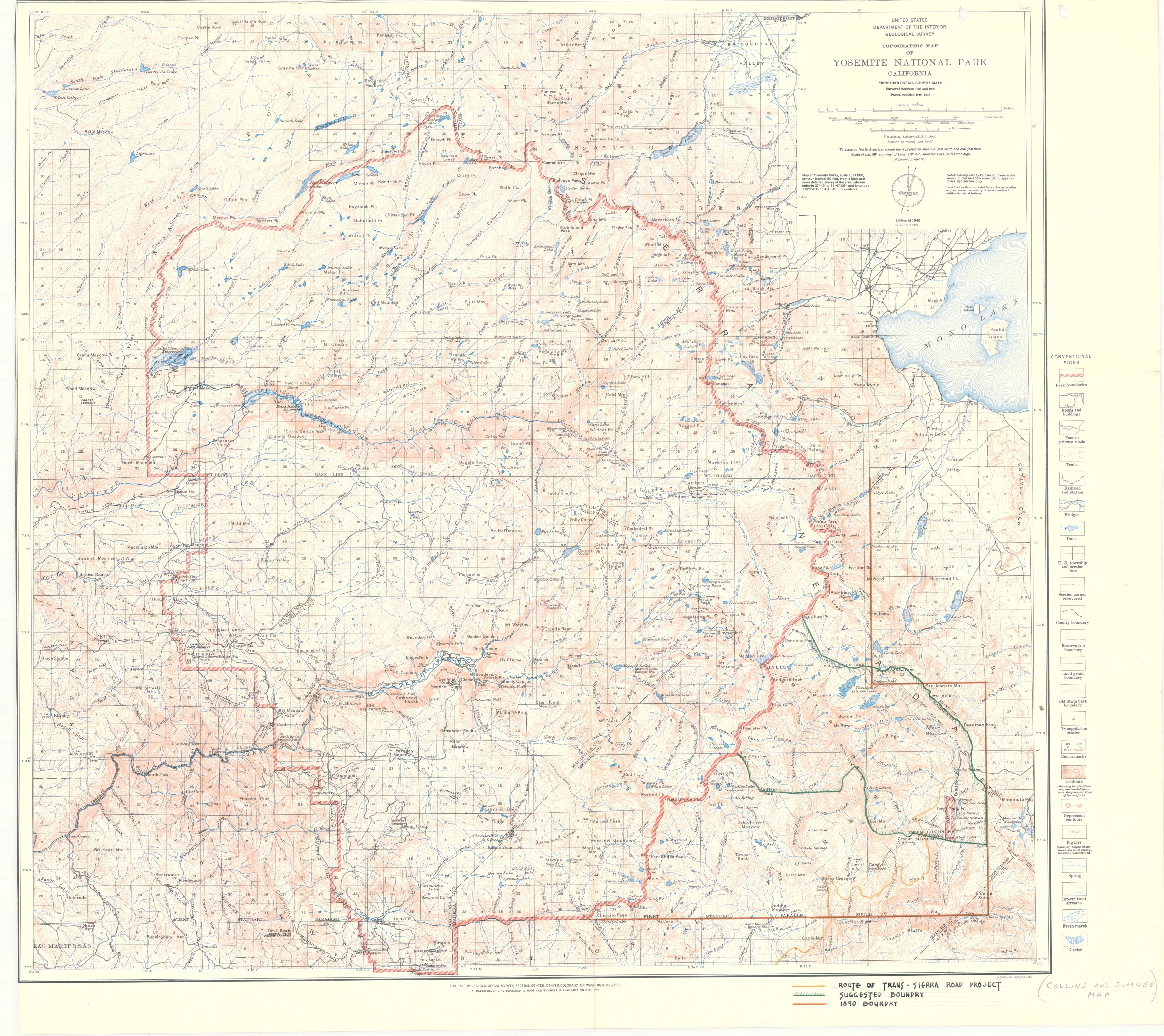 Topographic Map of Yosemite National Park, California
