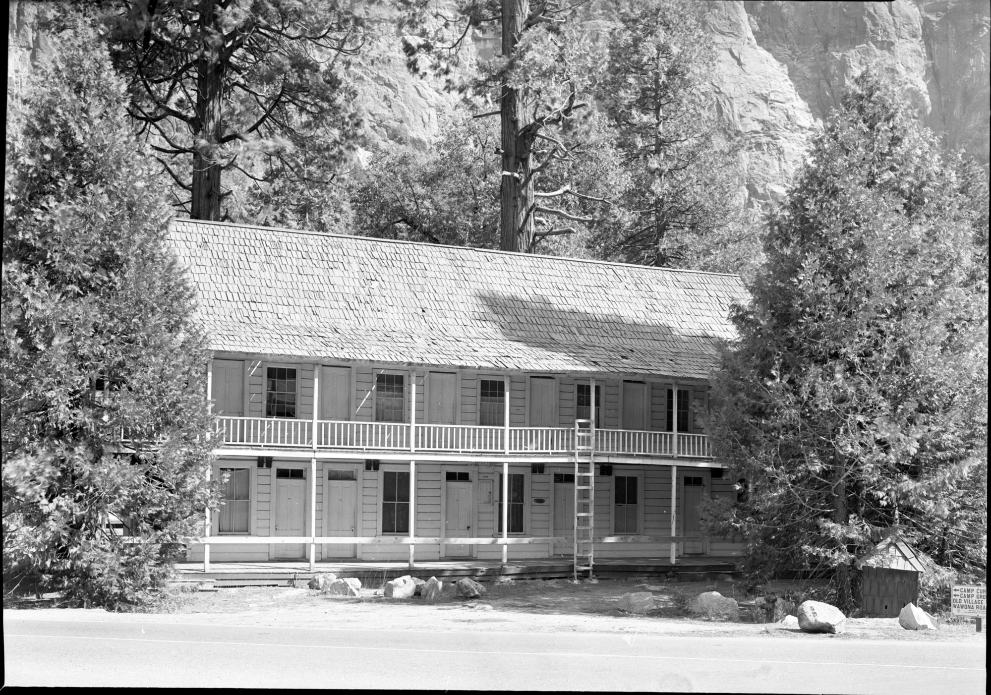 Cedar Cottage with barricade because of condition.