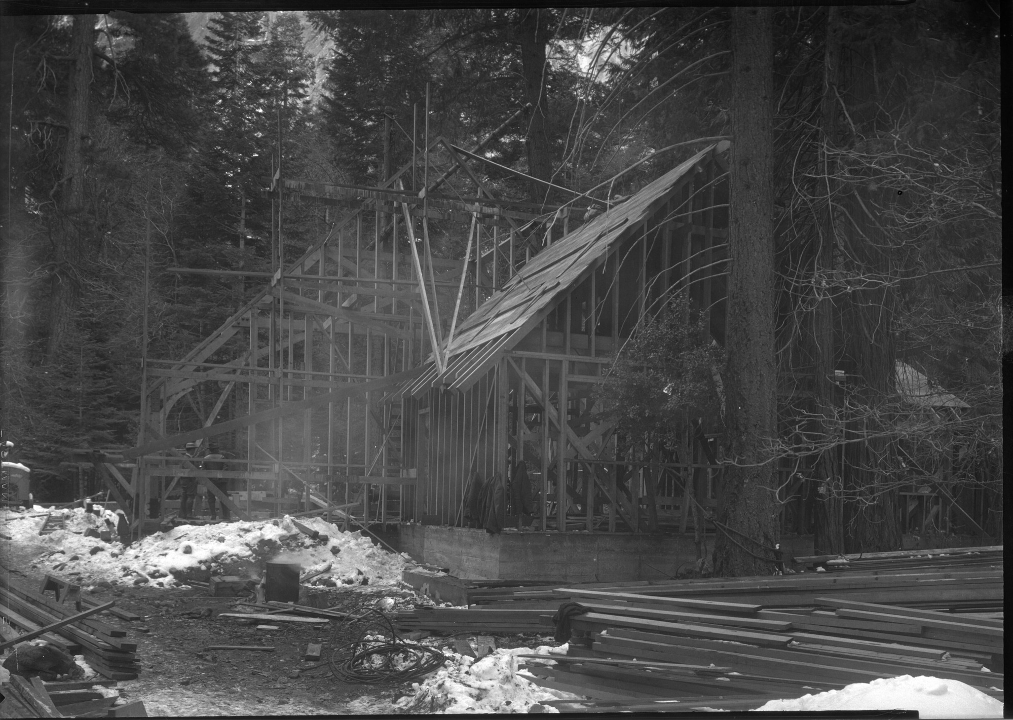 Construction of the fish hatchery at Happy Isles.
