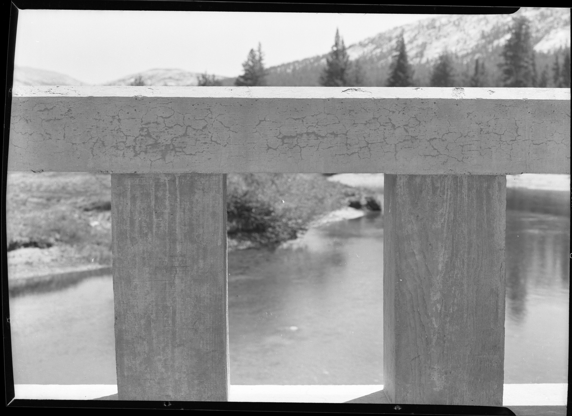 Deteriorating concrete on Tuolumne River Bridge.